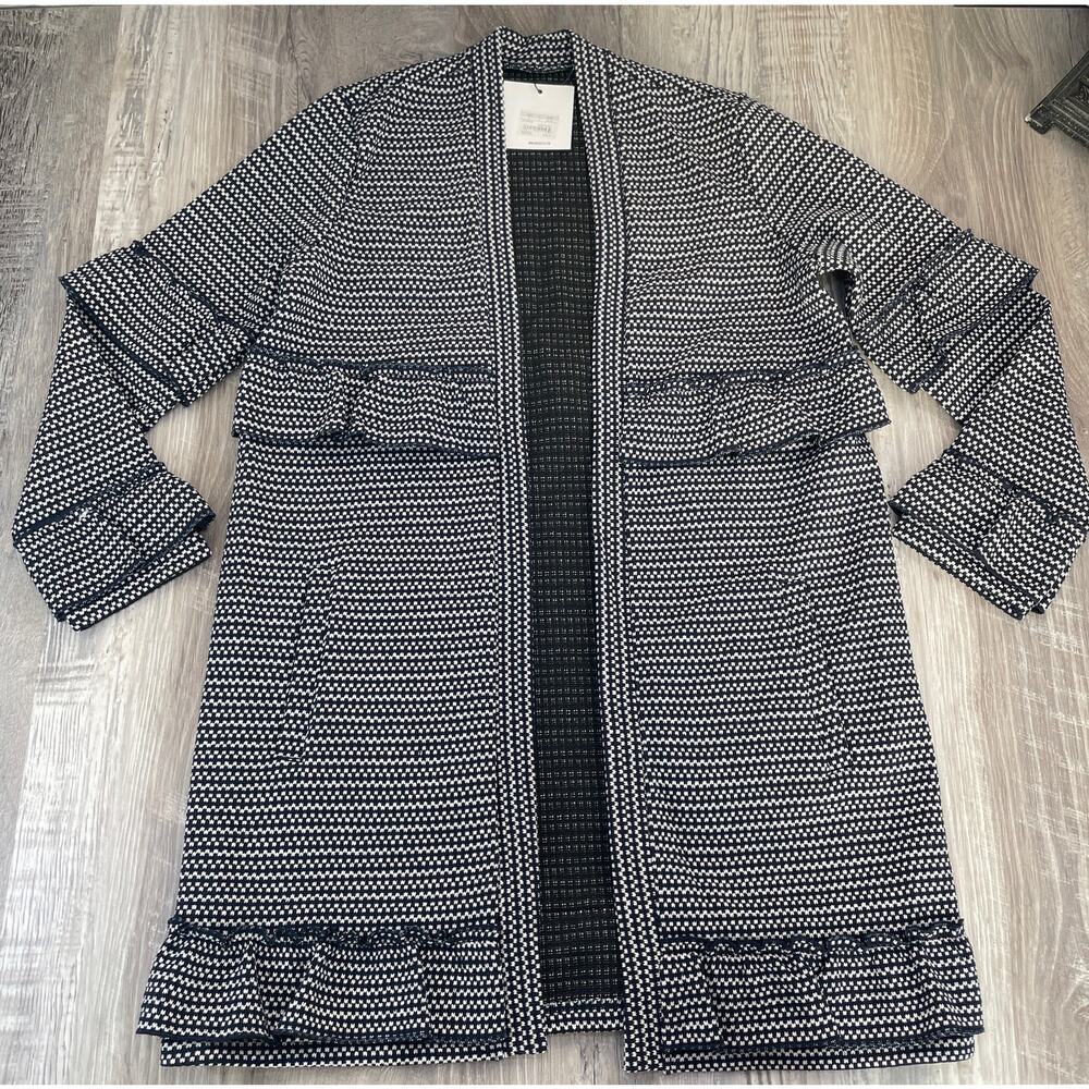 Ruffle Cardigan by bb dakota Blue Navy Striped Nwt